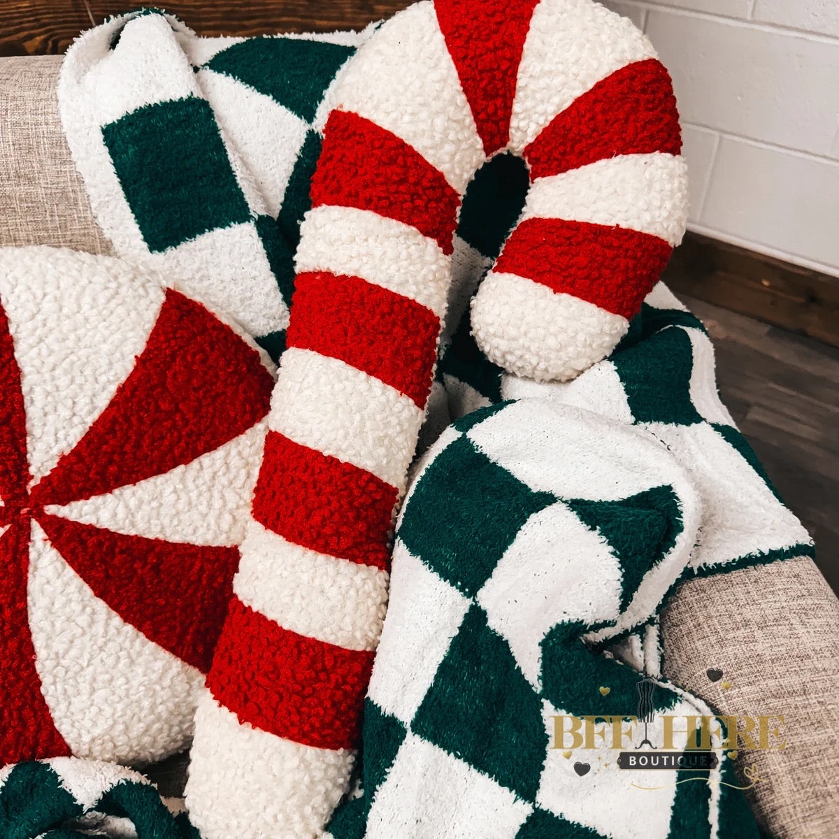 Sweet Stripes Candy Cane Pillow - BFF Here