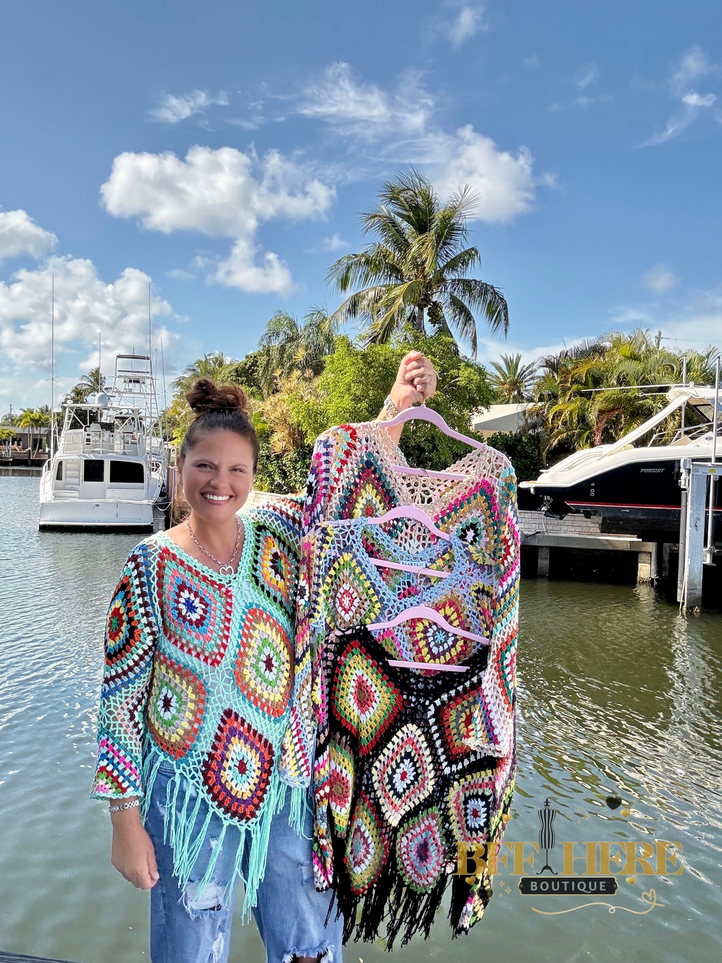 Boho Crochet Knit Top by Blakeley / Choice of Color - BFF Here