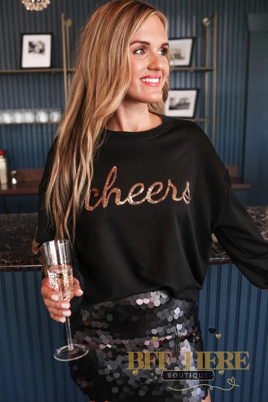 Cheers Sequin Stars Sweatshirt by Jess Lea - BFF Here