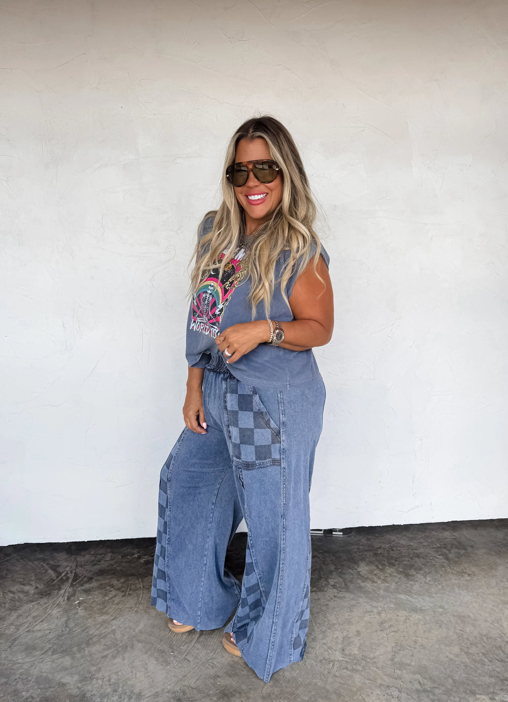 PREORDER: Groove On Checker Flare Pants (ETA: End of November) - BFF Here