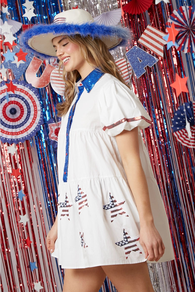 Patriotic Star Sequin Dress - BFF Here