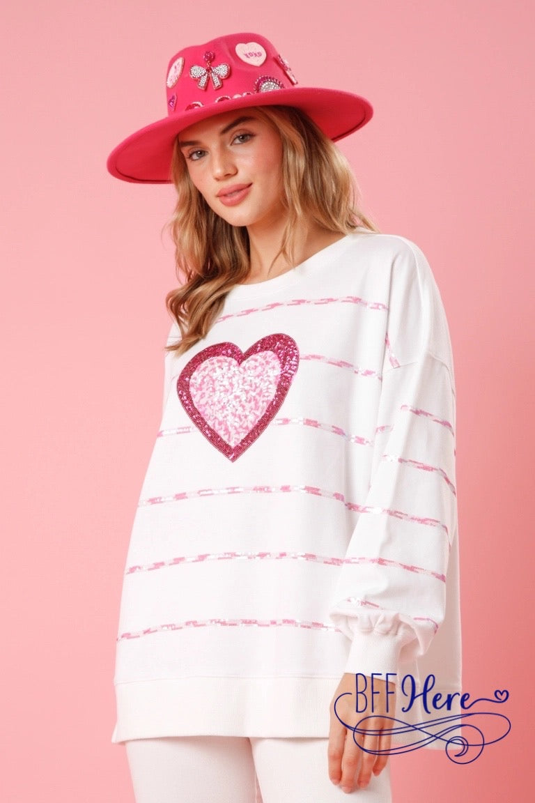 PREORDER: Kaleidoscope Heart: Multicolor Stripe Sequin Sweatshirt (Black & Pink Ships Beginning of January ) - BFF Here