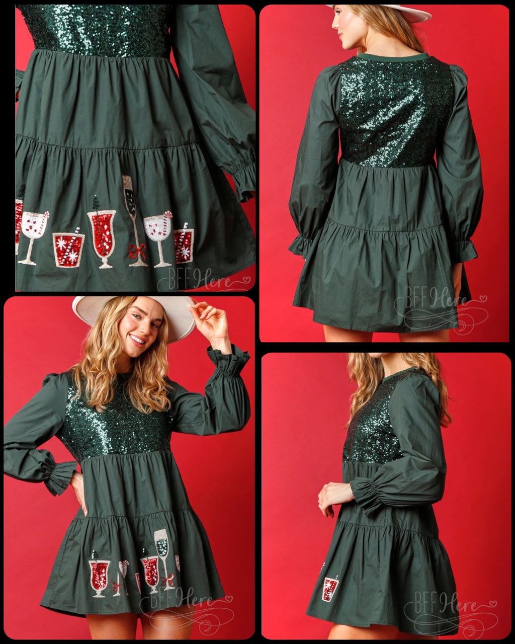 Festive Cheers: Holiday Drinks Mini Dress for Seasonal Glam - BFF Here