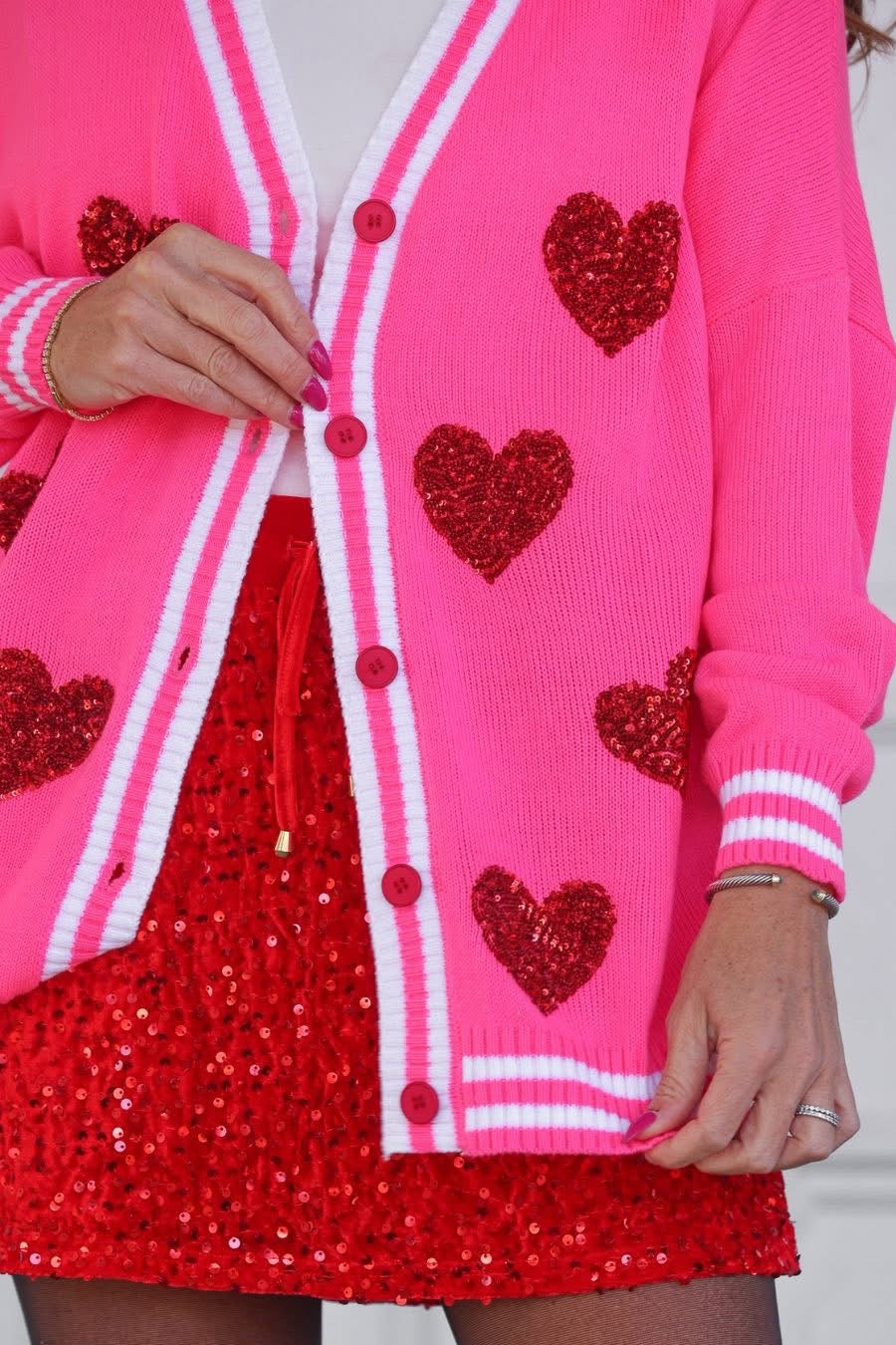 PREORDER: Sequin Patch Happy Hearts Cardigan by Jess Lea (ETA: Mid December) - BFF Here