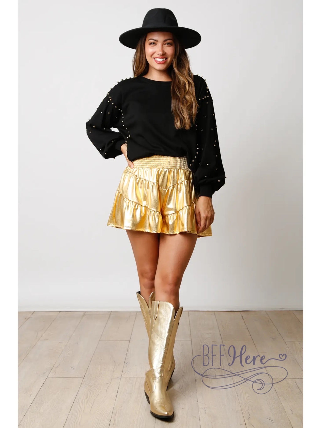 Studded French Terry Pullover: Where Cozy Meets Rockstar Glam! - BFF Here