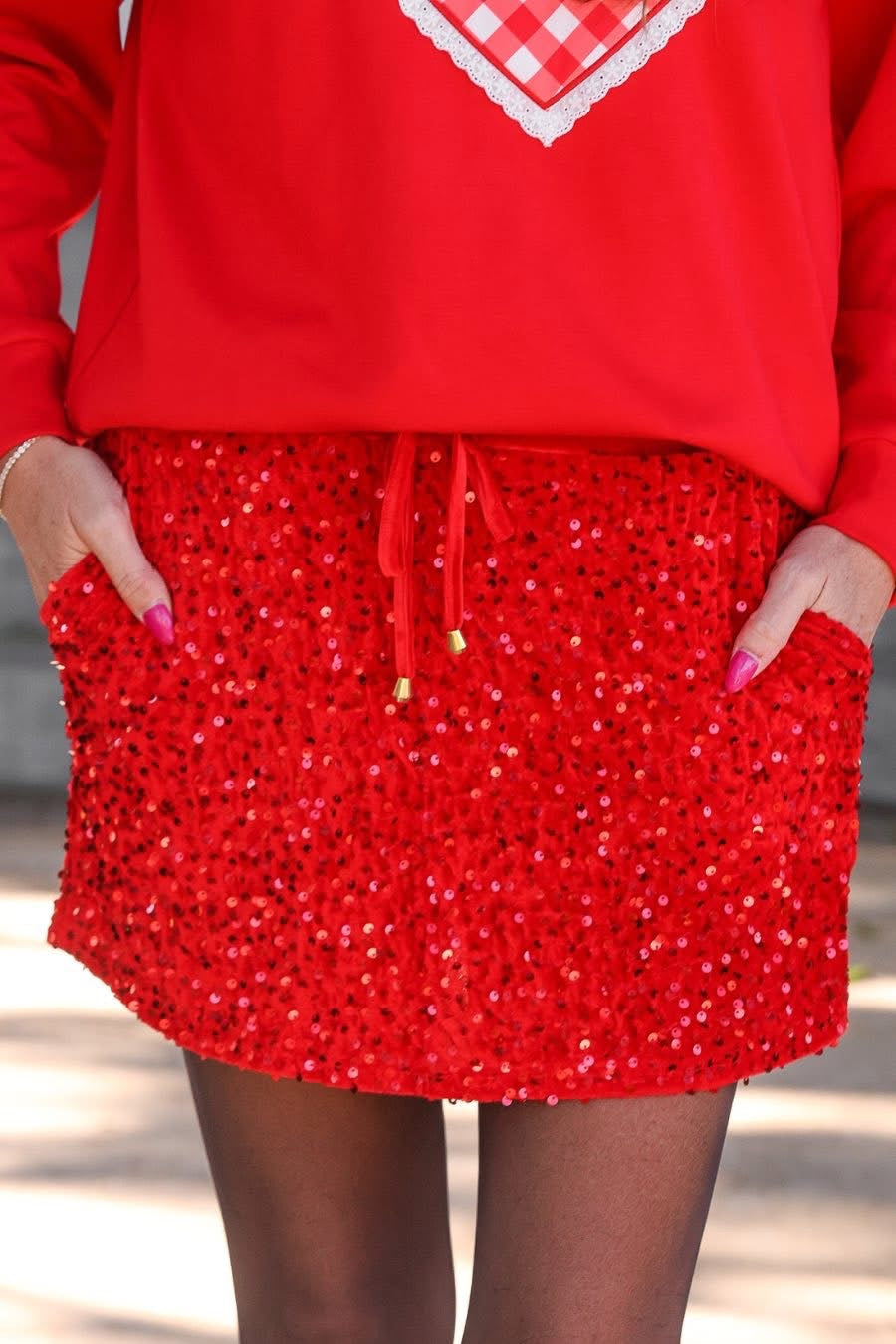 PREORDER: Velvet Hour Sequin Skort by Jess Lea  — Red (ETA: Mid December) - BFF Here