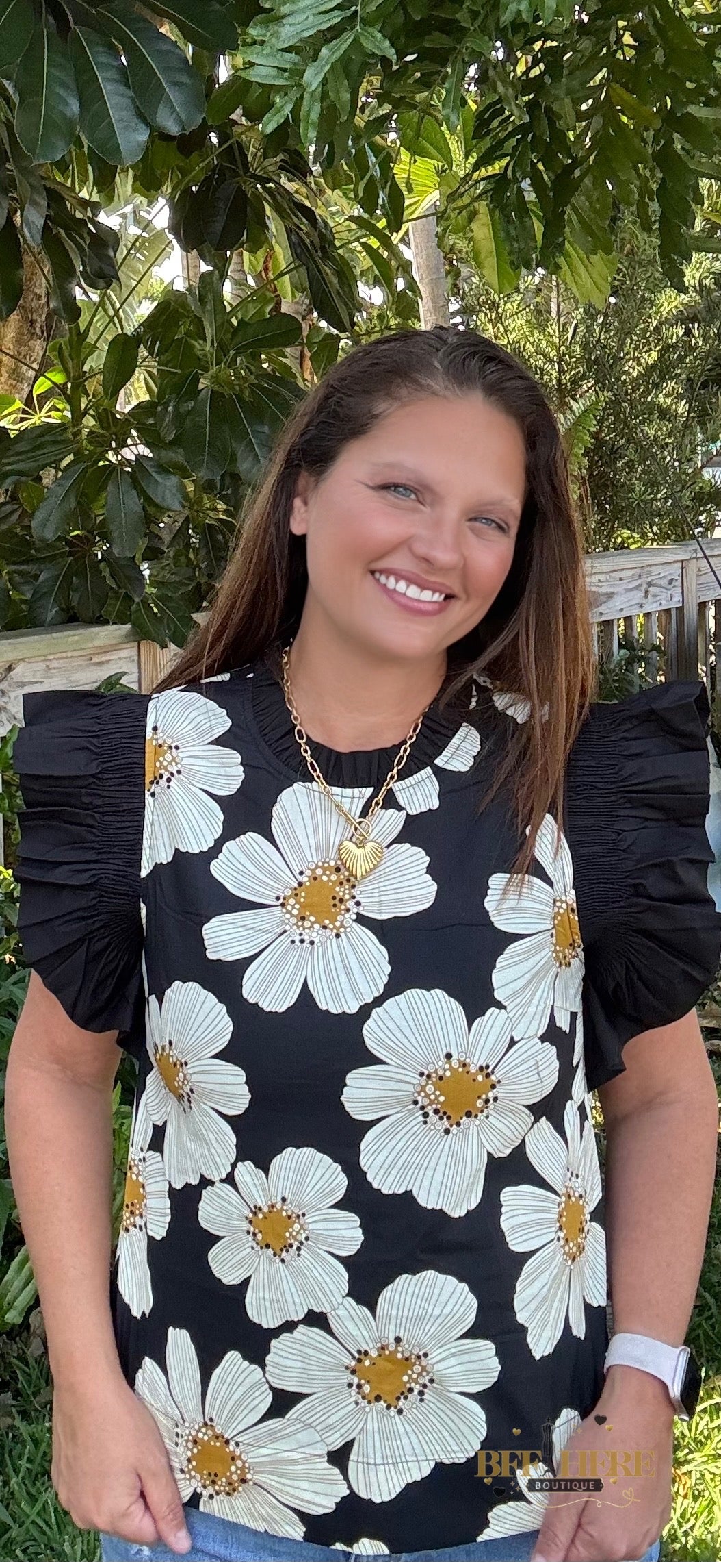 Madeline Ruffle Sleeve Top - BFF Here