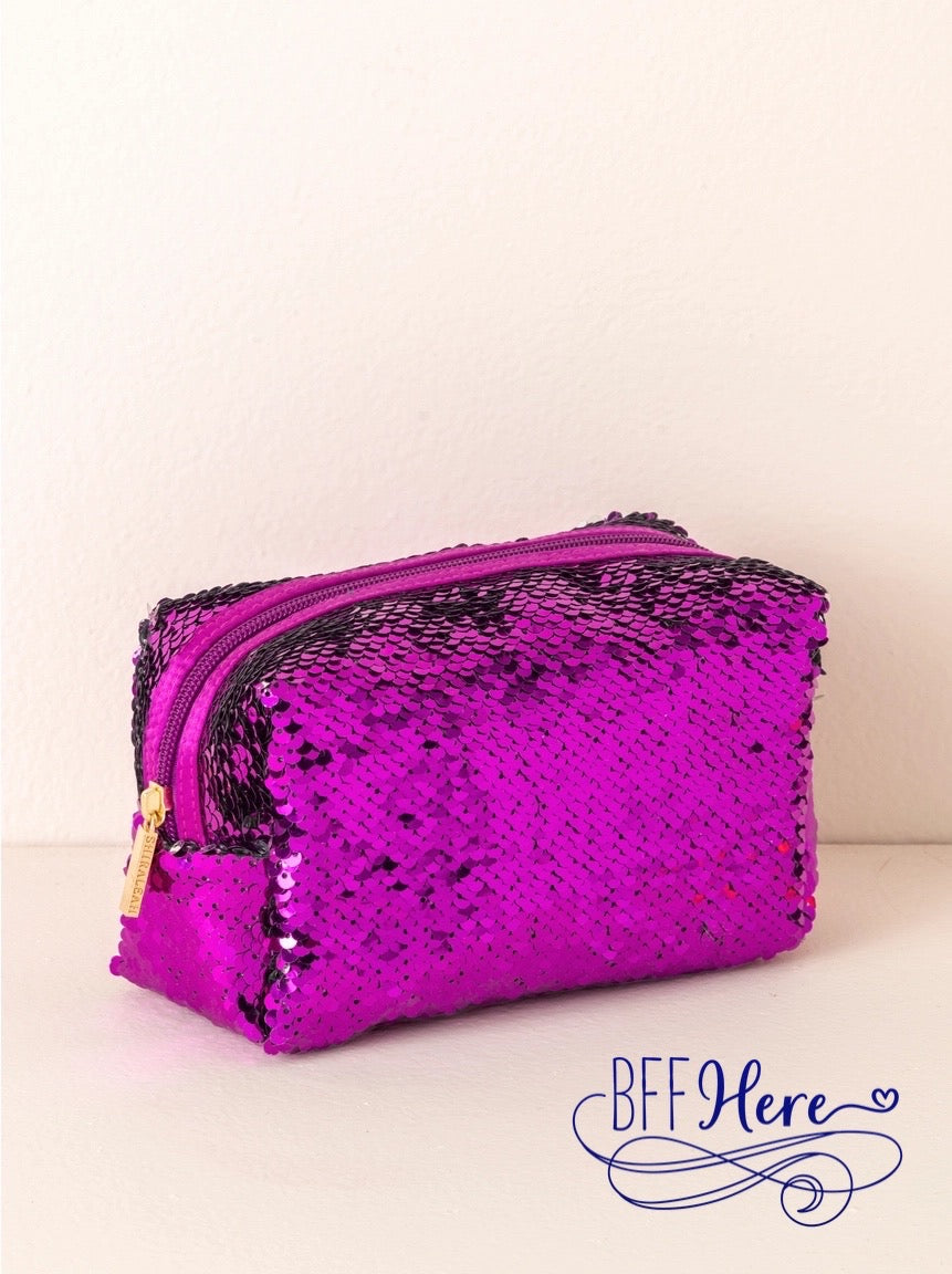 Sparkle Stash: The Bling Cosmetic Pouch / Choice of Color - BFF Here