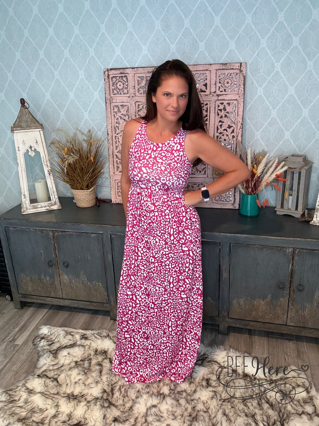 Wild Berry Whirl: Pink Leopard Print Summer Dress - BFF Here