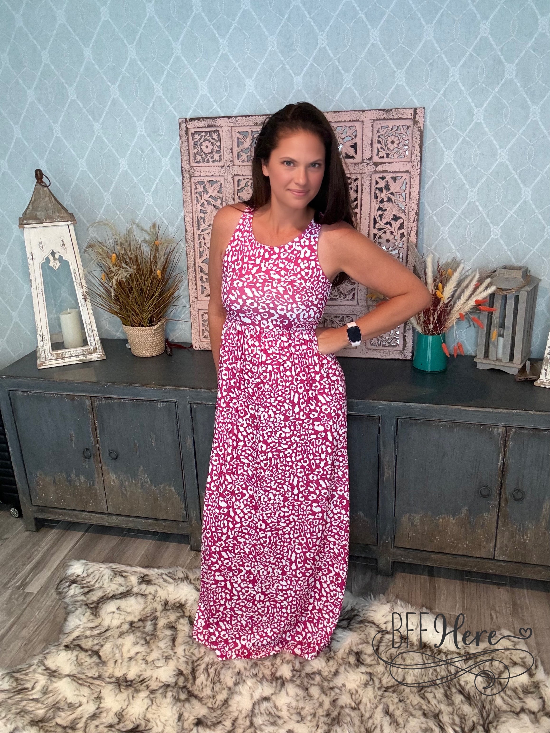 Wild Berry Whirl: Pink Leopard Print Summer Dress - BFF Here