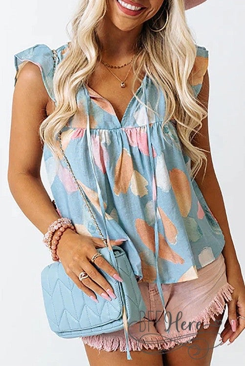 Watercolor Whirl: Pastel Brushstroke Blouse - BFF Here