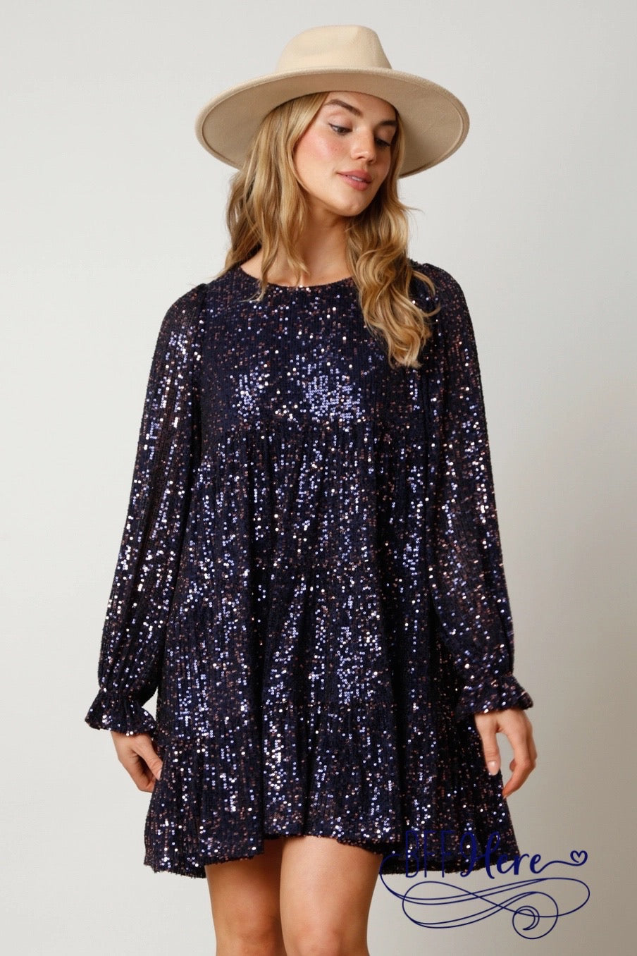 Luminous Elegance: Tiered Sequins Dress / Choice of Colr - BFF Here