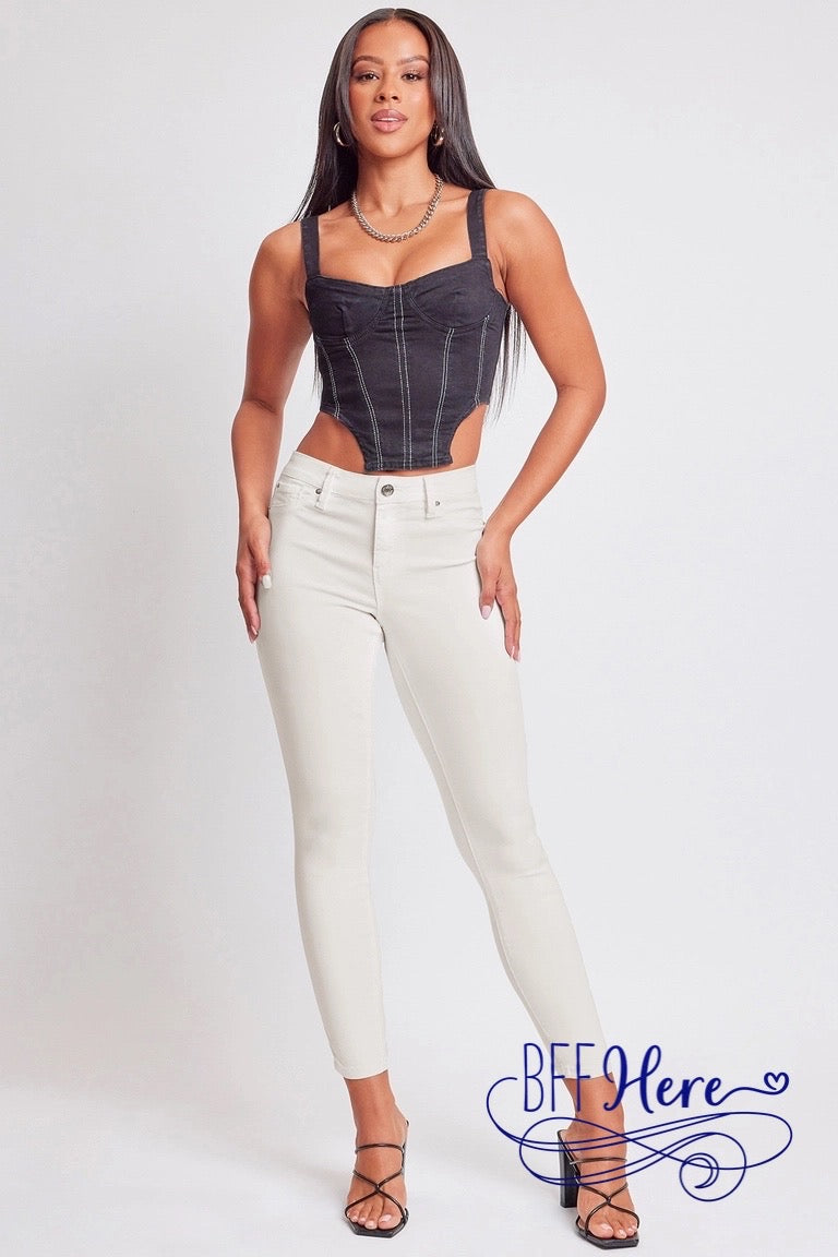 Spring Fling Hyperstretch Mid-Rise Skinny Jean / Choice of Color by YMI - BFF Here