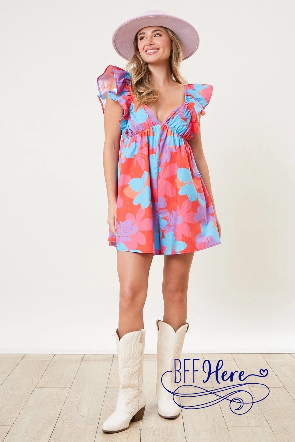 PREORDER: Garden Party Chic: Floral Ruffle Romper (Ships End of March ) - BFF Here