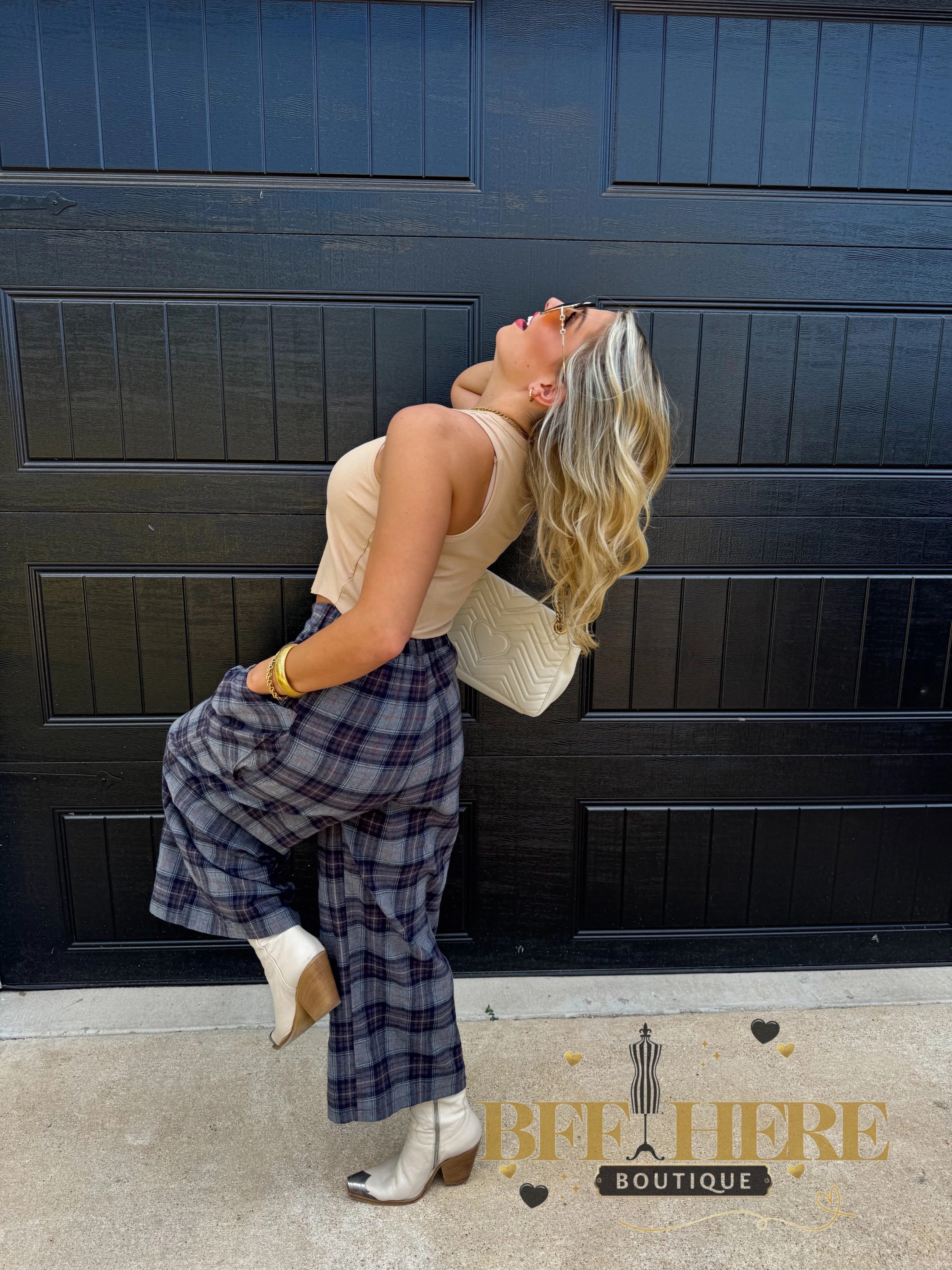 Cayla Crop Plaid Pants by Blakeley - BFF Here
