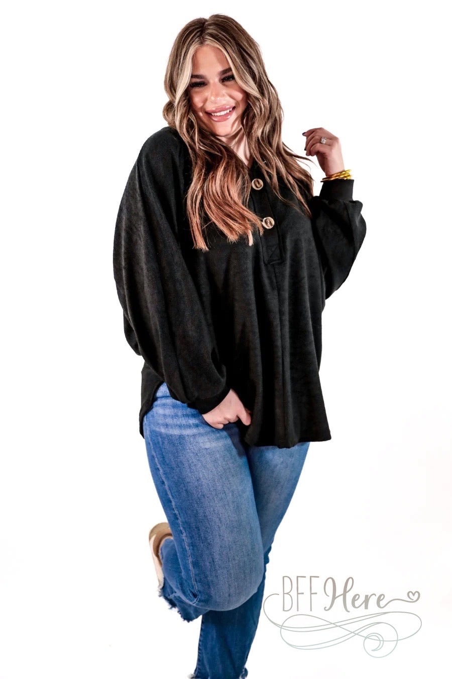 Harper Button Top / Choice of Color - BFF Here