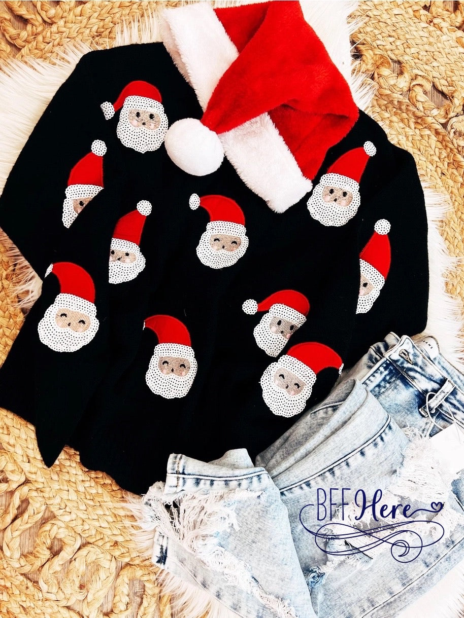 'Santa Claus Is Coming To Town' : Sequin & Embroidery Festive Sweatshirt - BFF Here