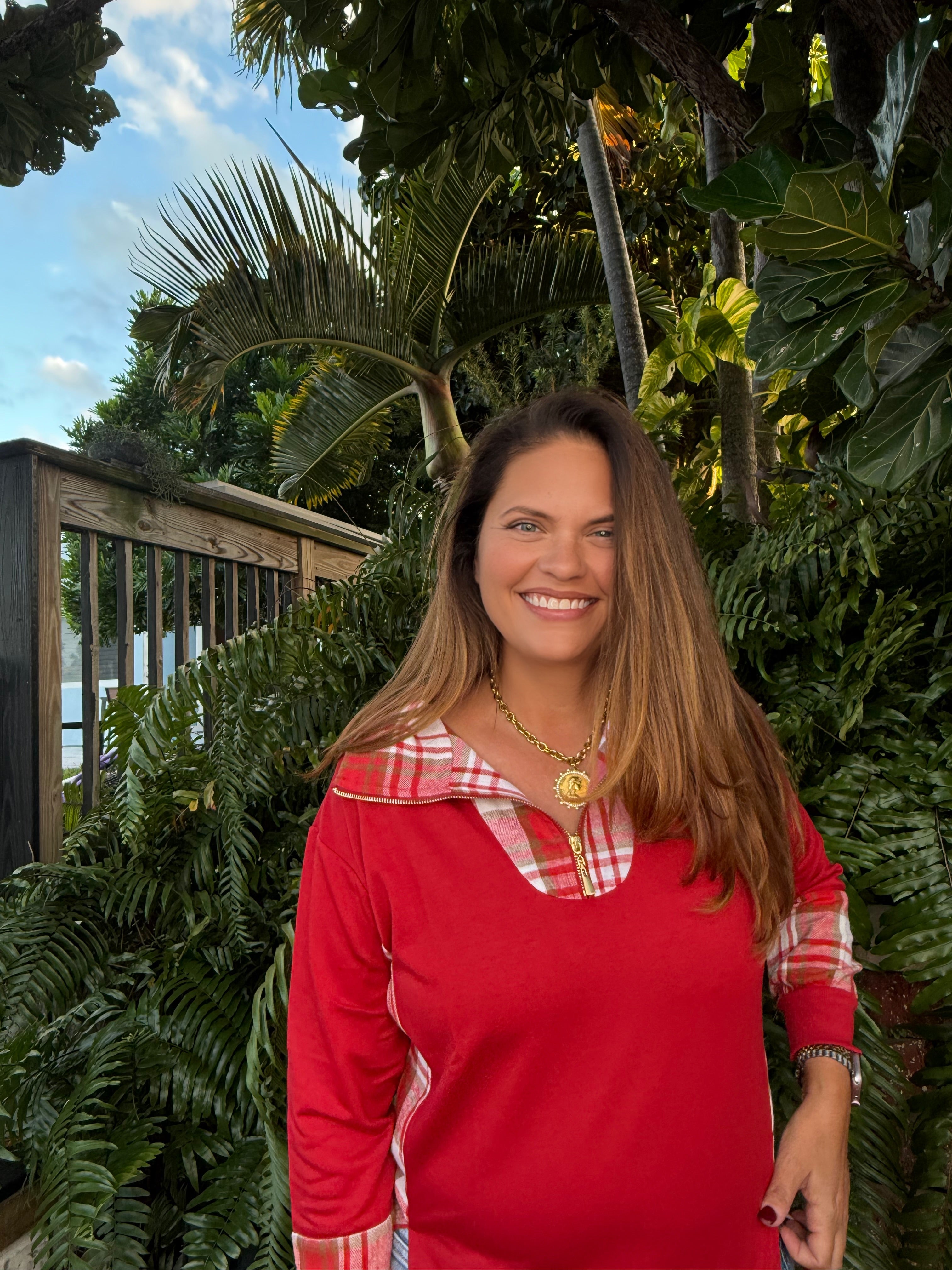 Juniper Plaid Pullover by Jess Lea / Red - BFF Here