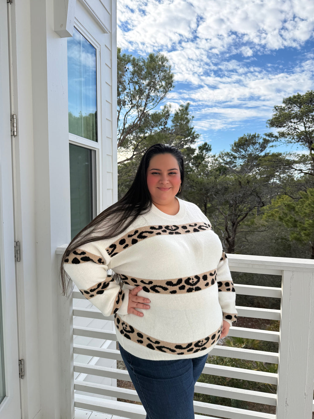 Relaxed Fit Leopard Stripe Knit Sweater by Sew In Love (Ships 2-3 weeks) - BFF Here