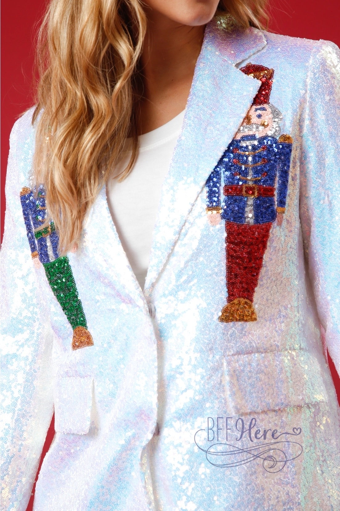 PREORDER: Sequin Nutcracker Blazer: Sparkle Your Way Through the Holiday Season (Ships Middle of November ) - BFF Here