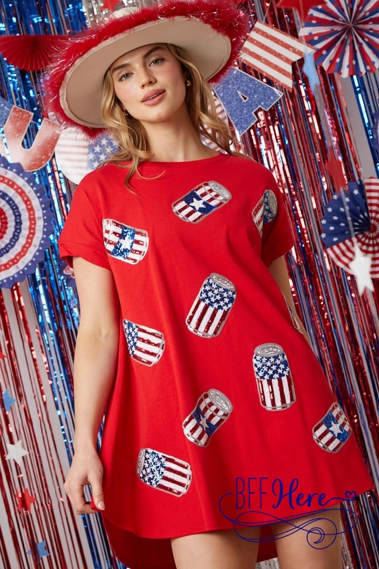 Cheers to the USA: Beer Can T-Shirt Dress - BFF Here