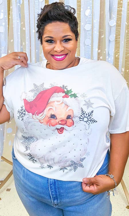 Vintage Santa Rhinestone Shirt