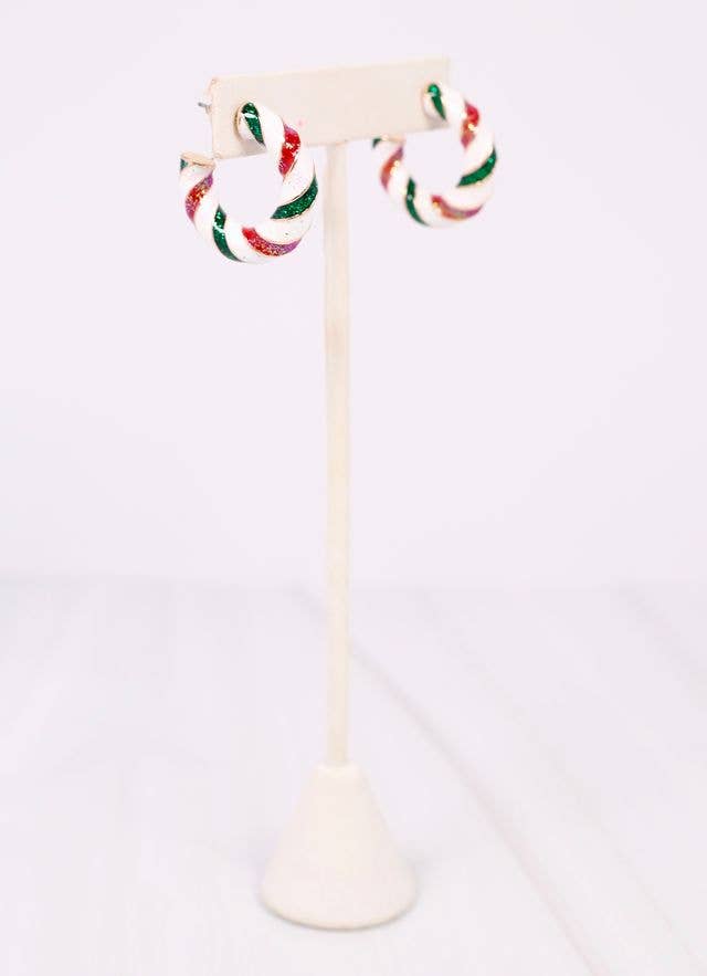 Peppermint Twist Hoop Earring RED GREEN - BFF Here