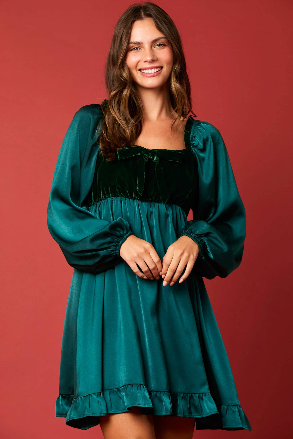 Emerald Velvet Charm Dress - BFF Here
