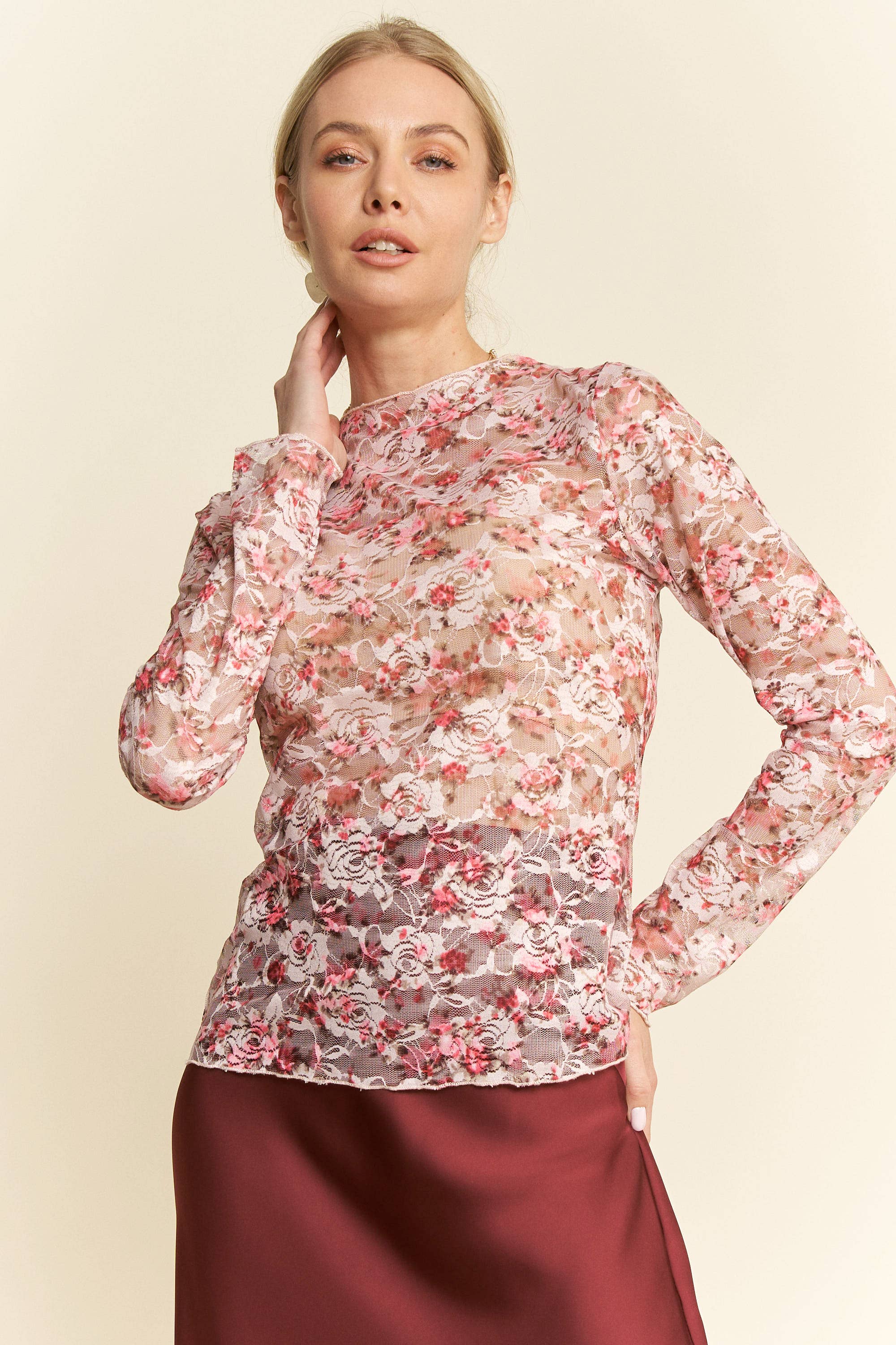 Vintage Floral Charm Mesh Top / Choice of Color - BFF Here