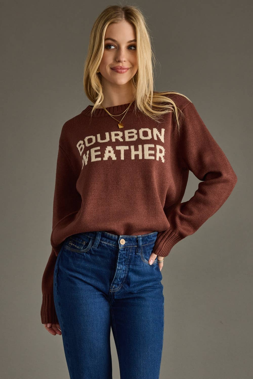 Brown Bourbon Weather Sweater by Panache - BFF Here