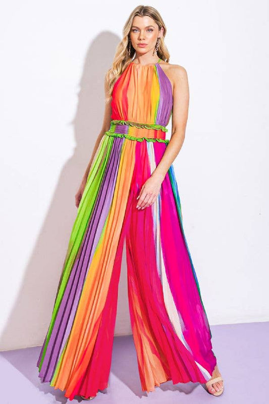 Prismatic Elegance Halter Jumpsuit - BFF Here