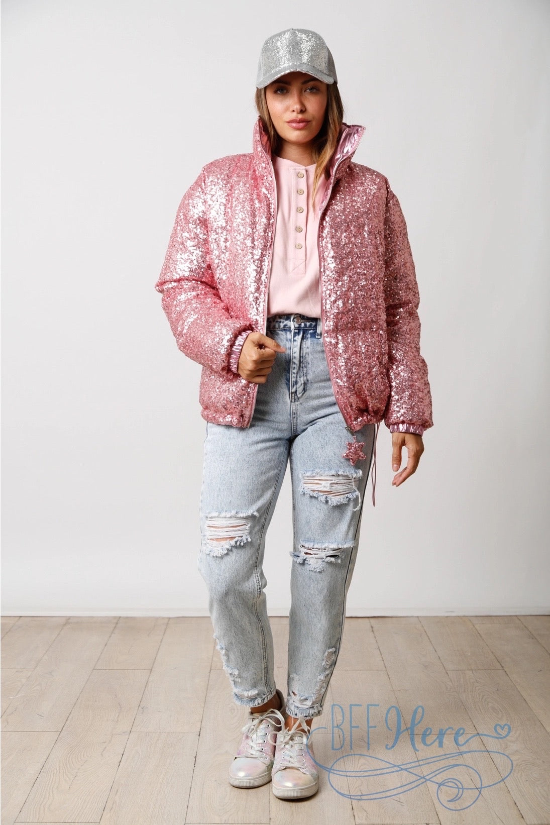 Sparkle Enchantment Sequin Puffer Jacket / Choice of Color - BFF Here