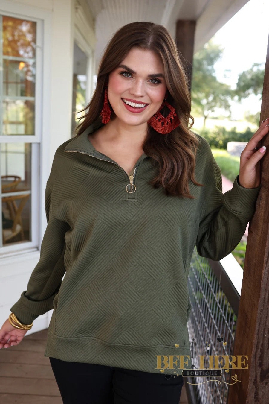 Tanner Textured Quarter Zip by Jess Lea / Choice of Color - BFF Here