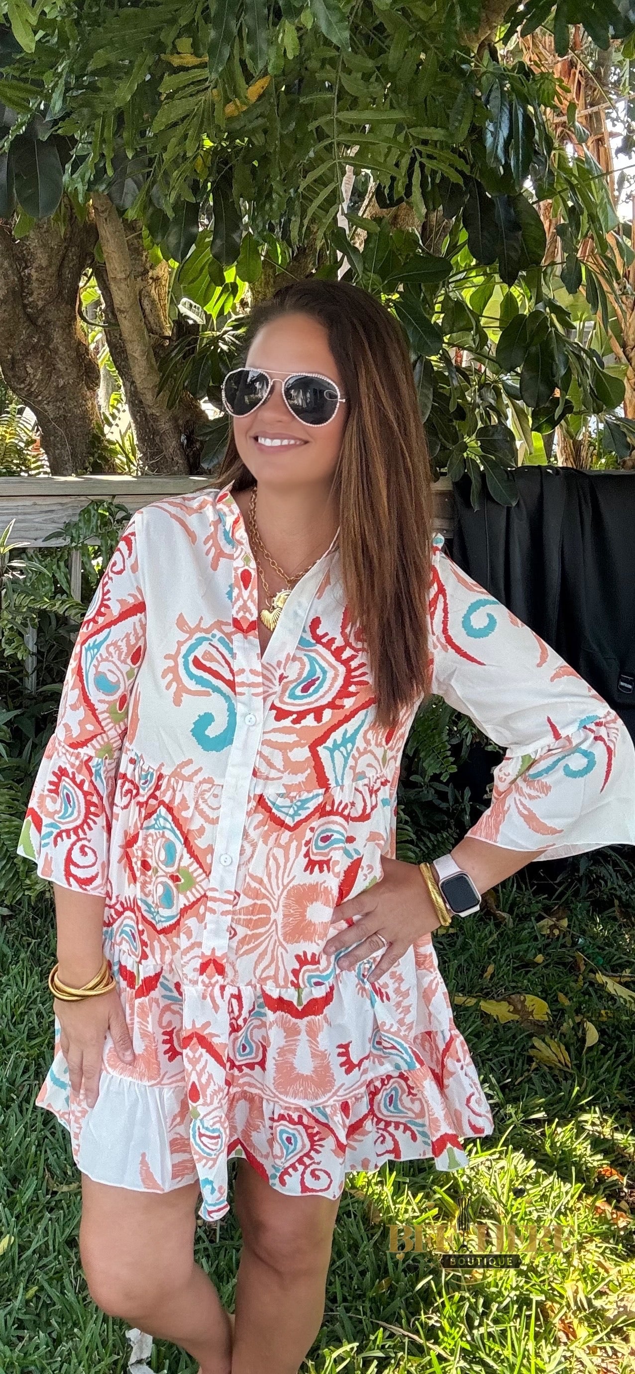 Sunset Swirl Button Dress - BFF Here