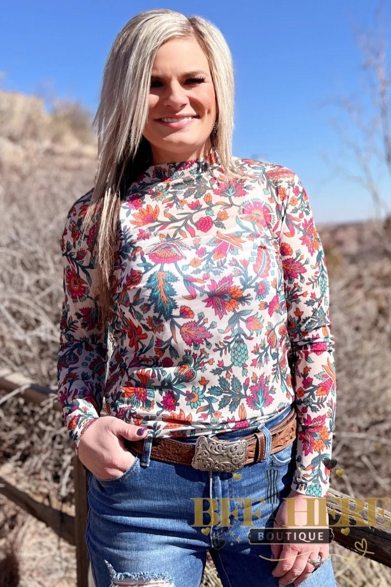 Buy Myself Flowers Mesh Top by Sterling Kreek - BFF Here