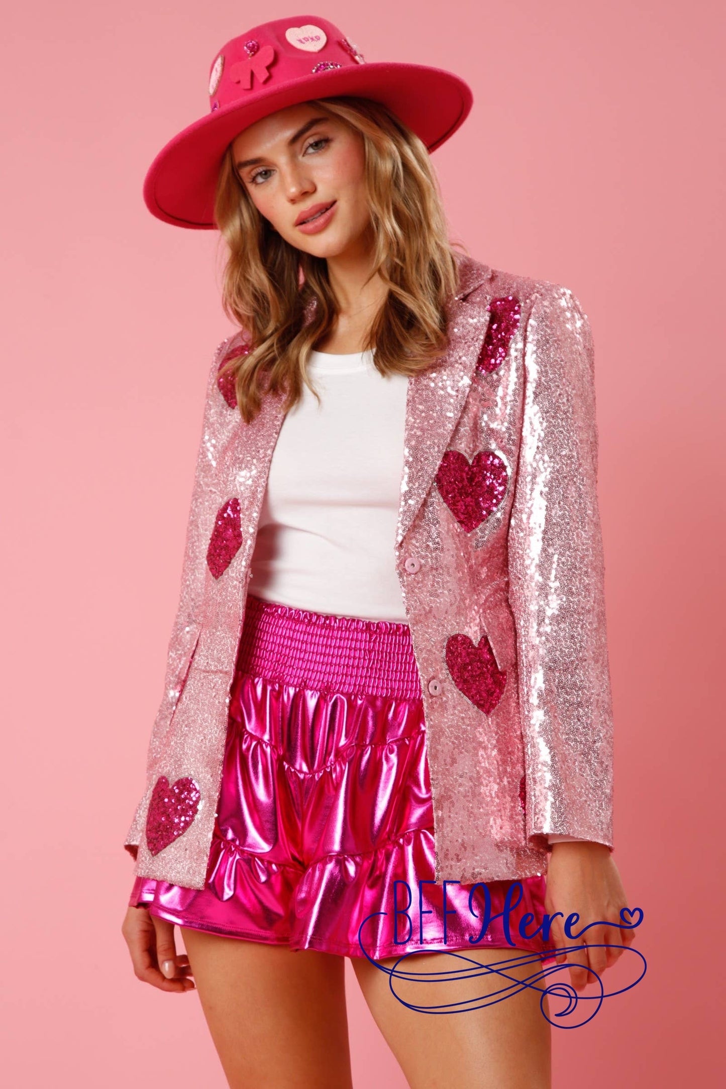 PREORDER: Love in Sparkle: Heart Sequin Blazer (Ships Beginning of January) - BFF Here