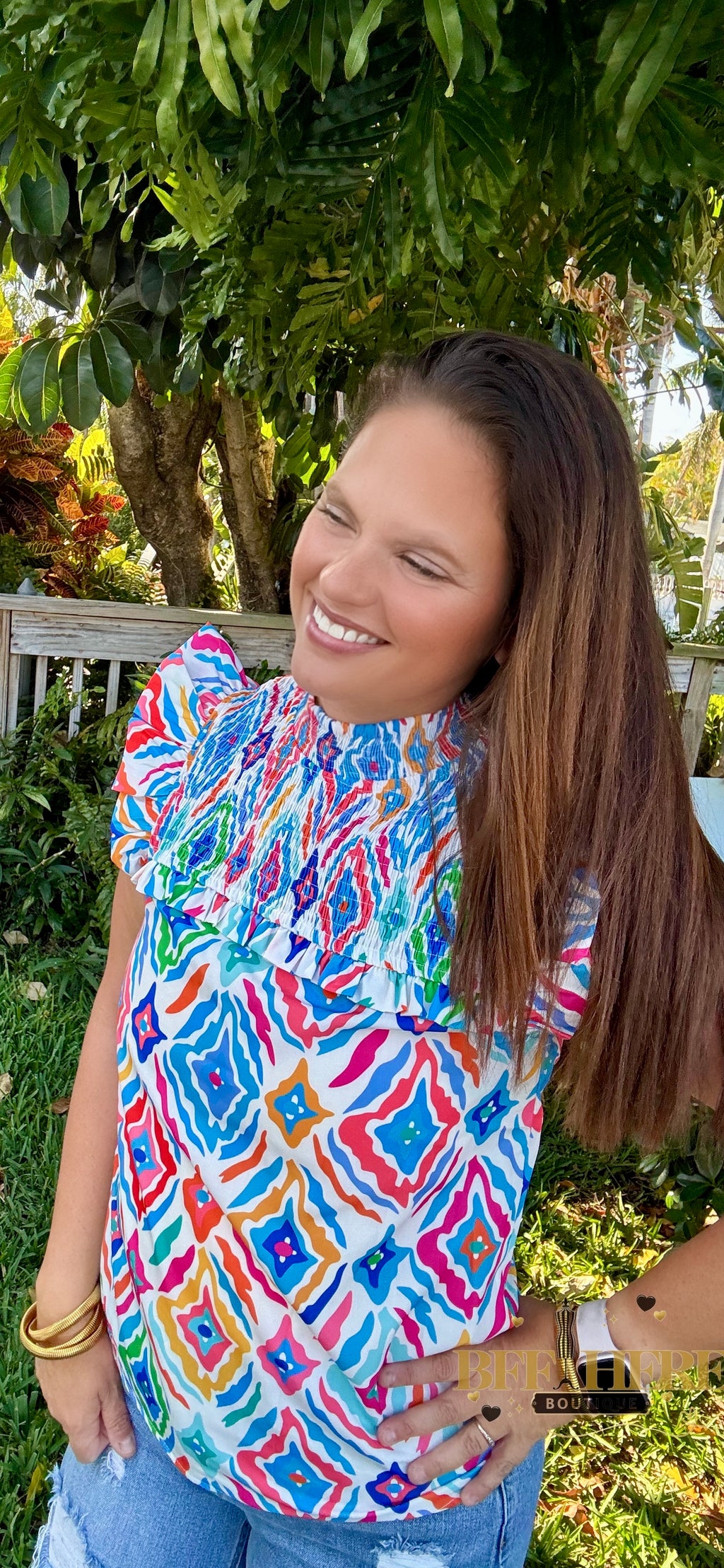 Color Splash Smocked Top - BFF Here