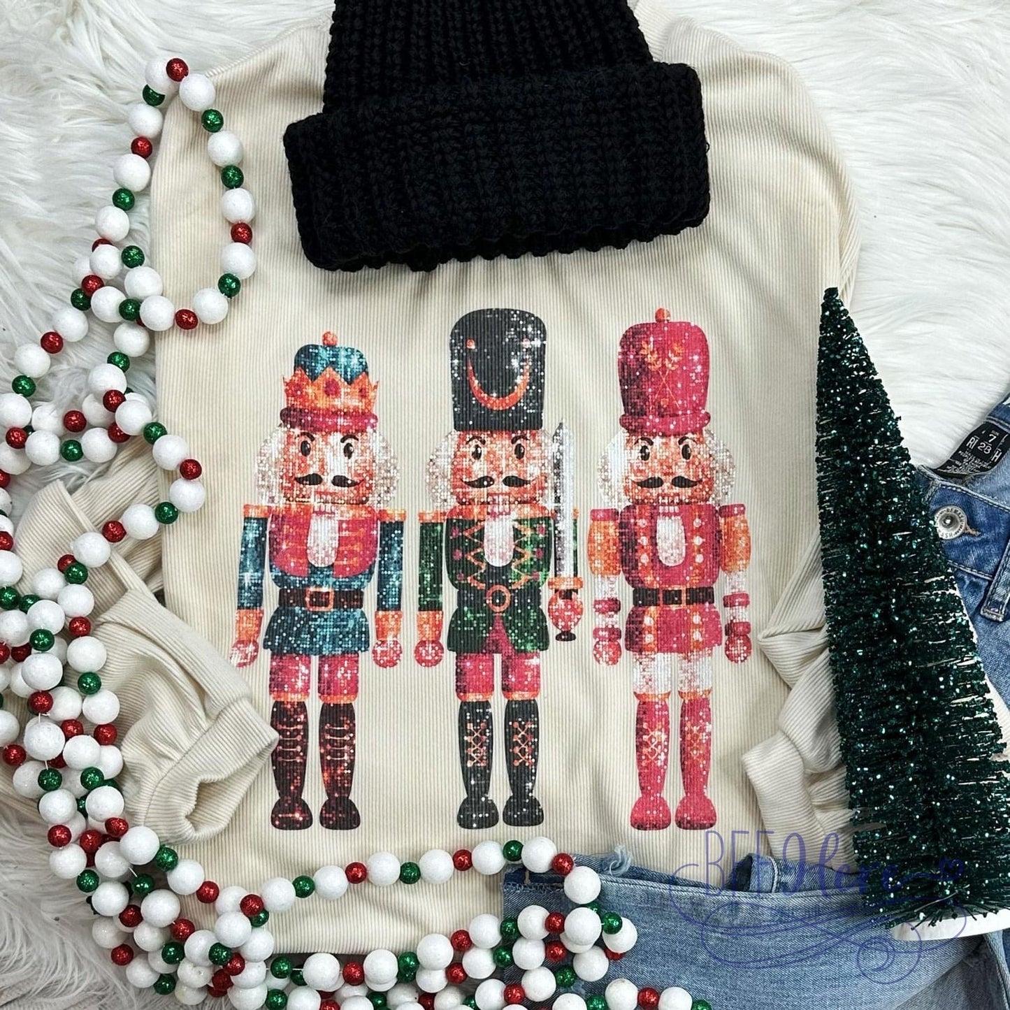 Holiday Harmony: Ribbed Top Featuring a Nutcracker Trio - BFF Here