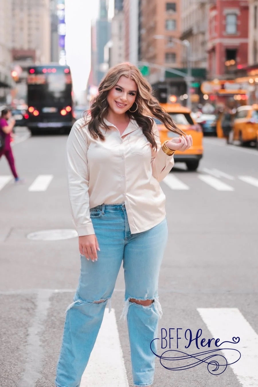 Boss Babe Button Up Top — Champagne - BFF Here