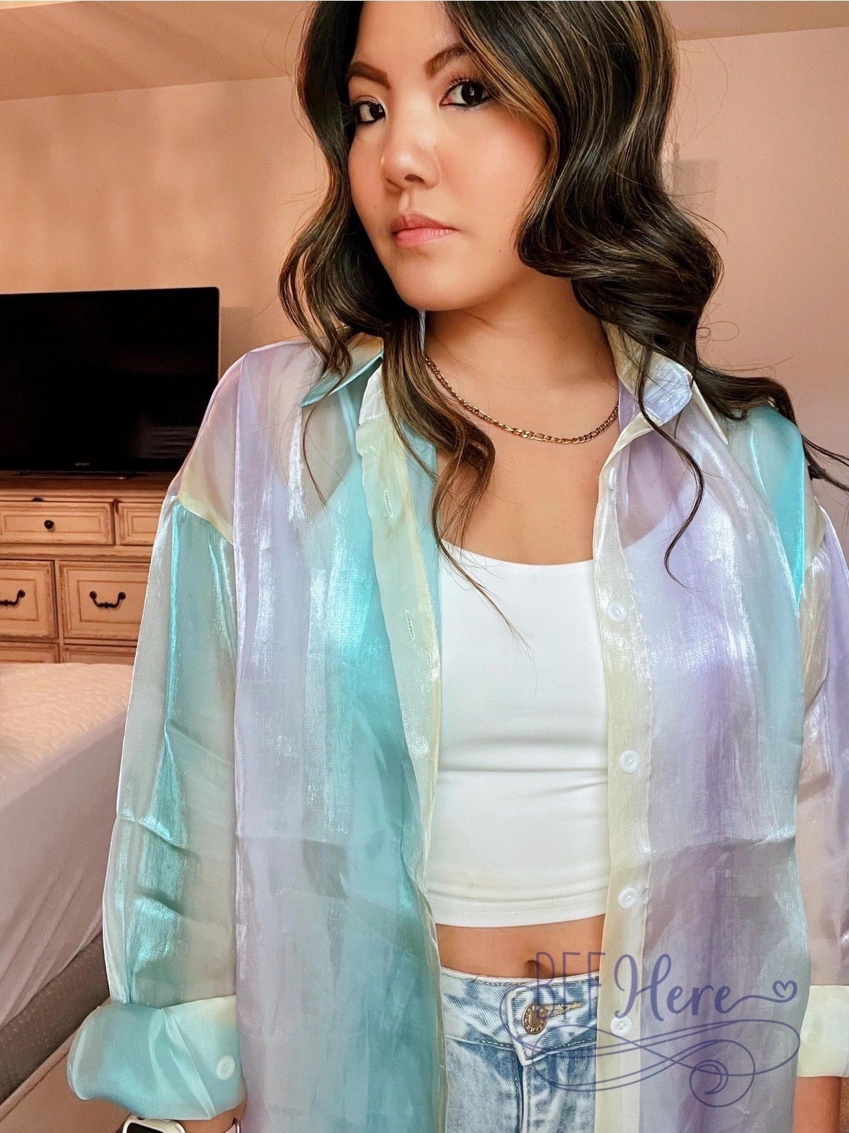 Ombré Elegance Button-Up Shirt - BFF Here