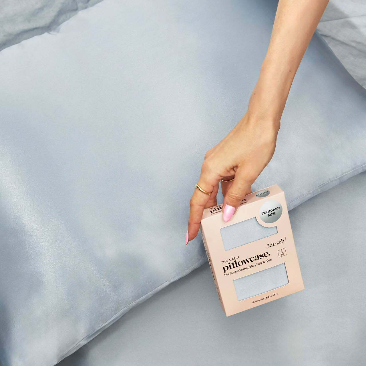 Standard Satin Pillowcase - Haze Blue - BFF Here