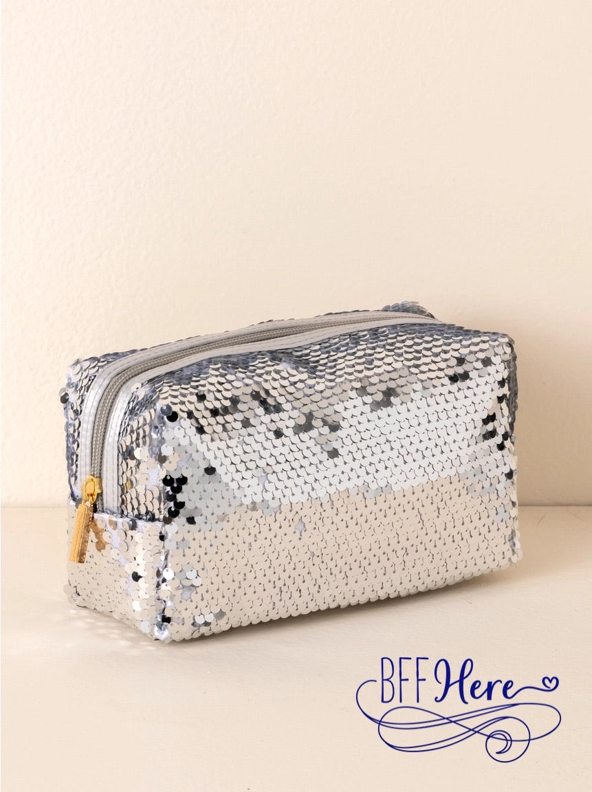Sparkle Stash: The Bling Cosmetic Pouch / Choice of Color - BFF Here