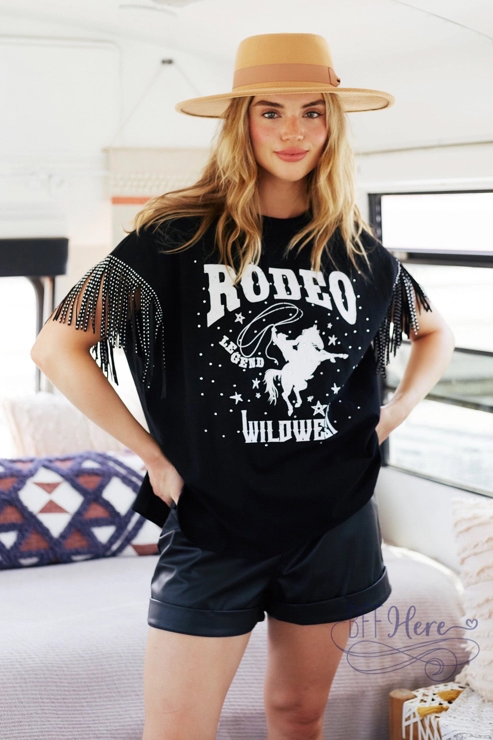 Cowboy Chic: Rodeo Print Jersey Top / Choice of Color - BFF Here