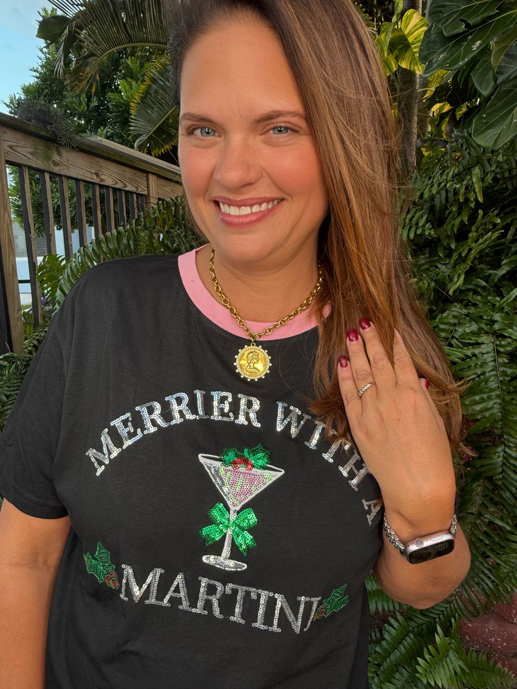Merrier with a Martini Sequin Embroidered Tee by Jess Lea - BFF Here