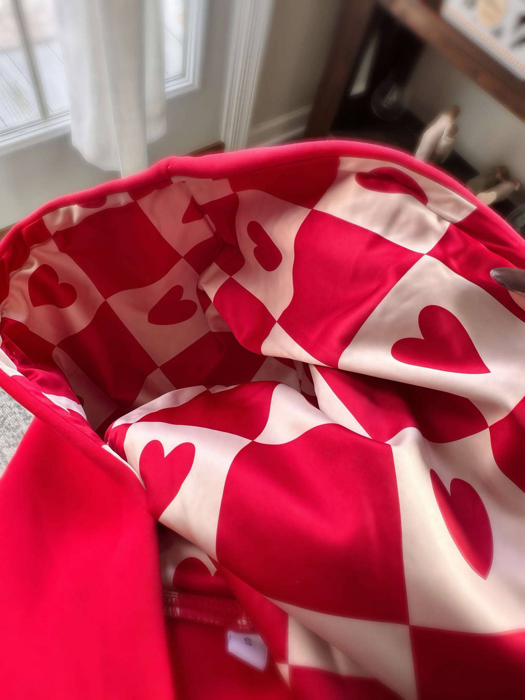 Lina Oversize Checker Heart Silk Hoodie by JadyK - BFF Here