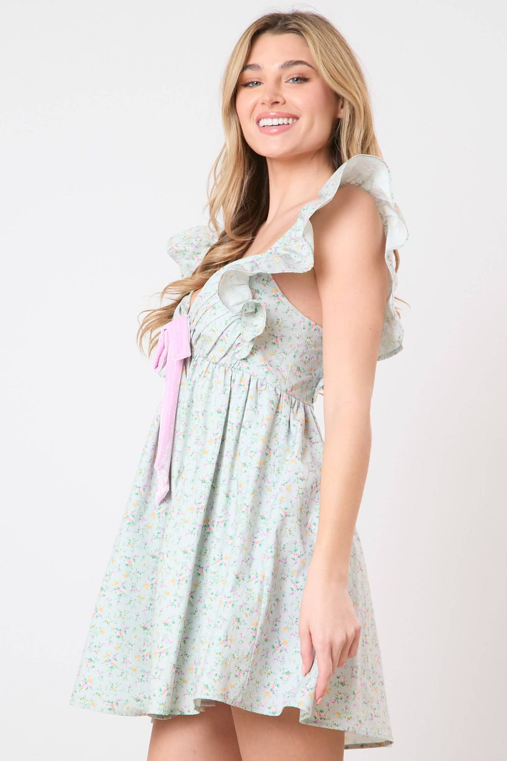 Enchanted Garden: Pastel Floral Mini Dress - BFF Here