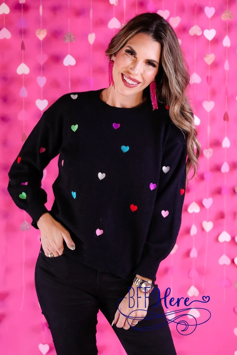 PREORDER-Love In The Air Heart Sweater - BFF Here