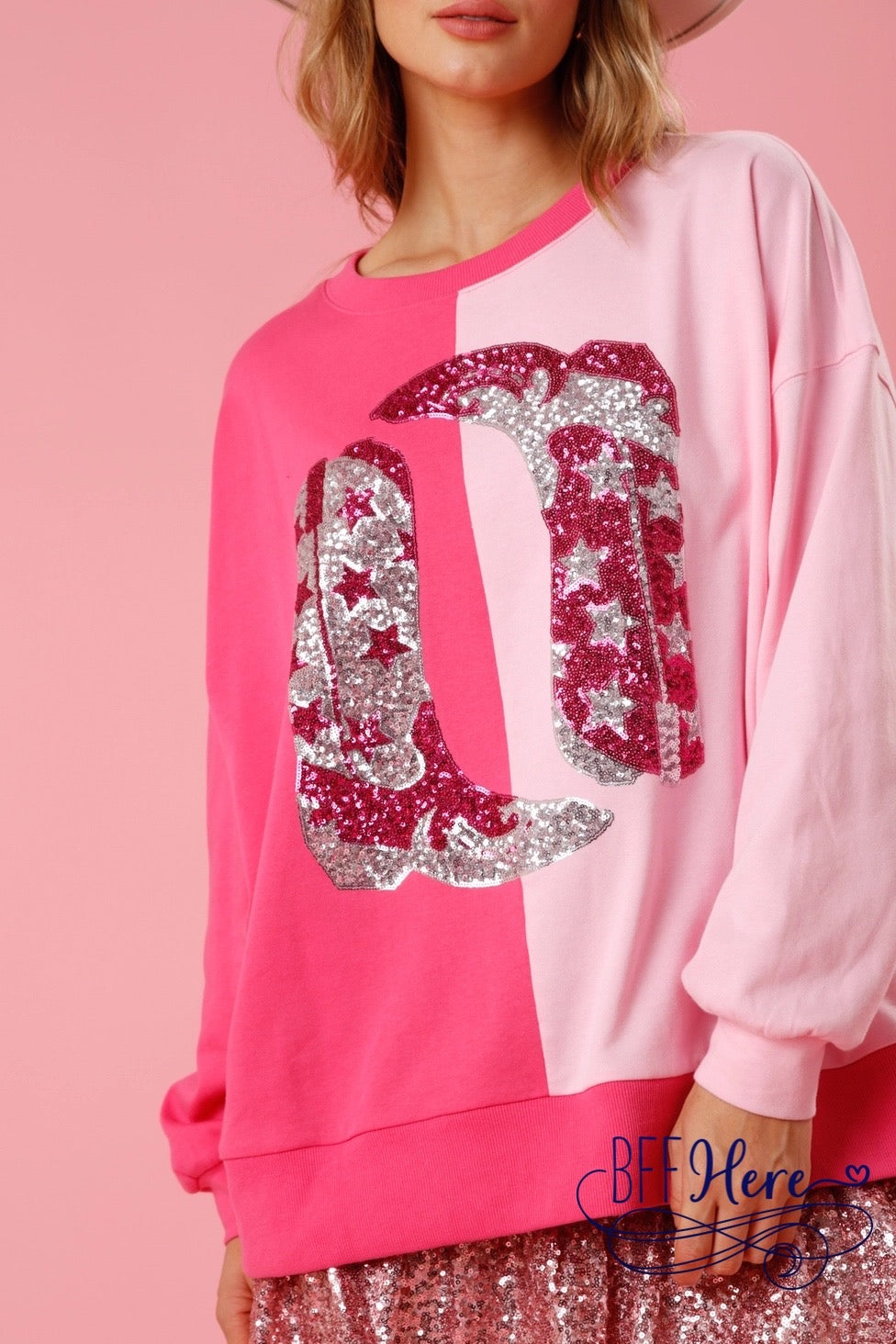 Western Harmony: Colorblock Cowboy Boot Top / Choice of Color (Pink Ships Beginning of January) - BFF Here