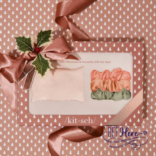 Holiday Satin Pillowcase & Scrunchie 4pc Gift Set - BFF Here