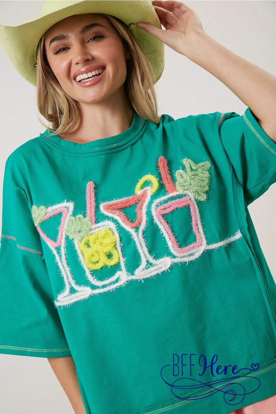 PREORDER: Sip in Style: Lurex-Embroidered Martini & Drinks Top (Ships Middle of February ) - BFF Here